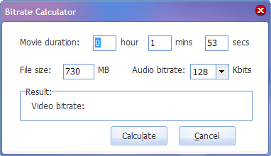 Calculate the video bitrate