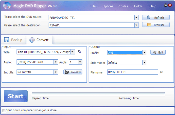 Convert DVD to DivX with Magic DVD Ripper