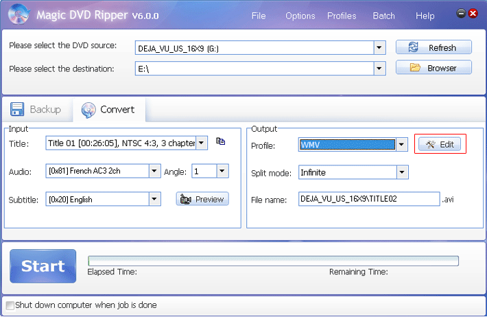 Convert DVD to WMV with Magic DVD Ripper