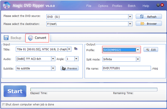 Convert DVD to SVCD with Magic DVD Ripper
