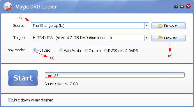 copy The Change Up DVD through Magic DVD Copier