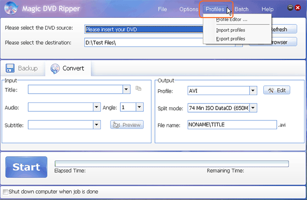 create a new profile for output