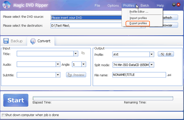 Import a new existing profile into program