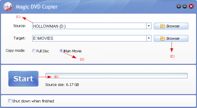 Copy main movie only to hard drive with Magic DVD Copier