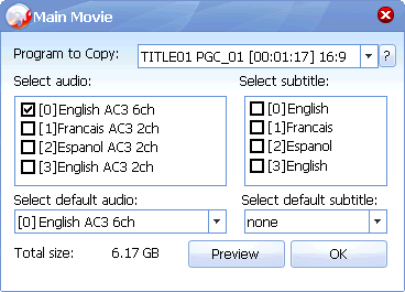 Choose main movie's audios and subtitles