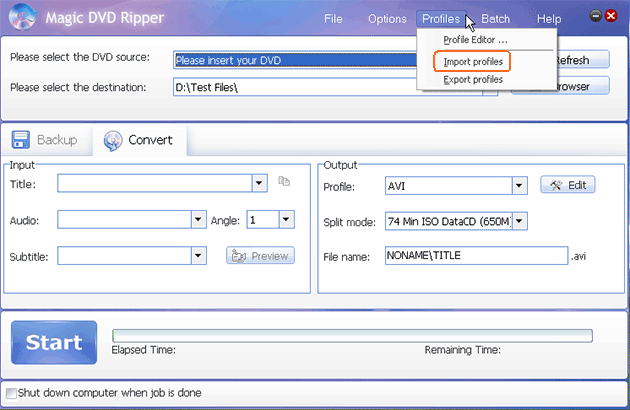 Import a new existing profile into program