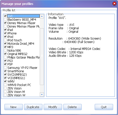 magic dvd ripper - profile editor