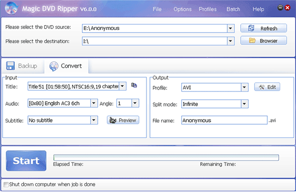 rip Anonymous dvd movie for backing up in other video formats