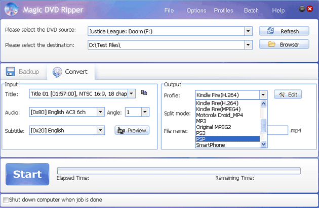 rip Justice League: Doom DVD to PSP with Magic DVD Ripper