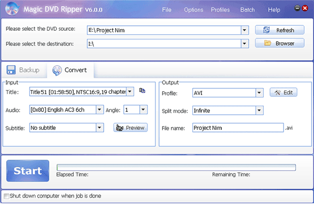  rip Project Nim DVD movie with Magic DVD Ripper