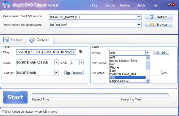 rip or convert protected DVD to mp3 with Magic DVD Ripper