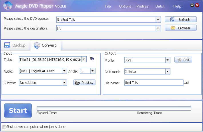 rip Red Tails dvd with Magic DVD ripper