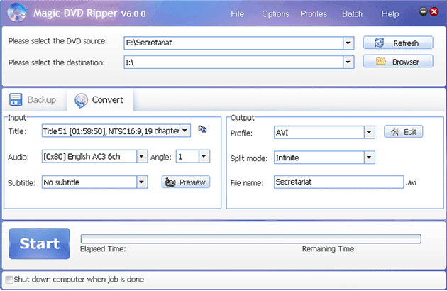 rip Secretariat DVD to AVI with Magic DVD Ripper 