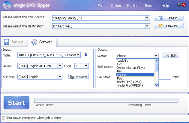 rip Sleeping Beauty DVD to iPhone with Magic DVD Ripper