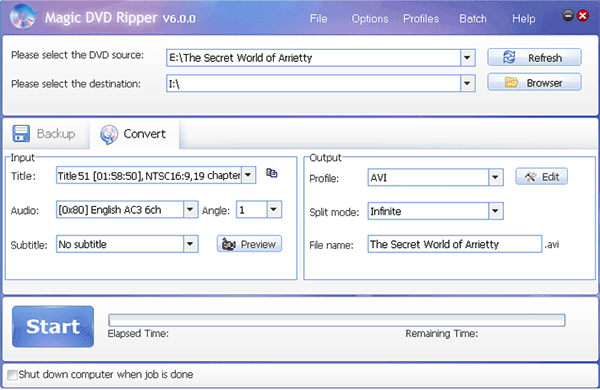 rip The Secret World of Arrietty DVD with Magic DVD Ripper 