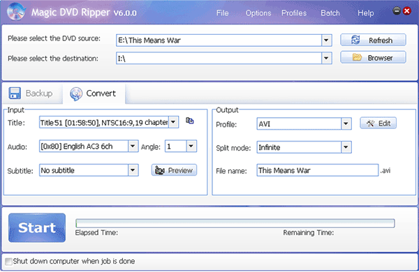 Rip This Means War DVD - the ripping progress