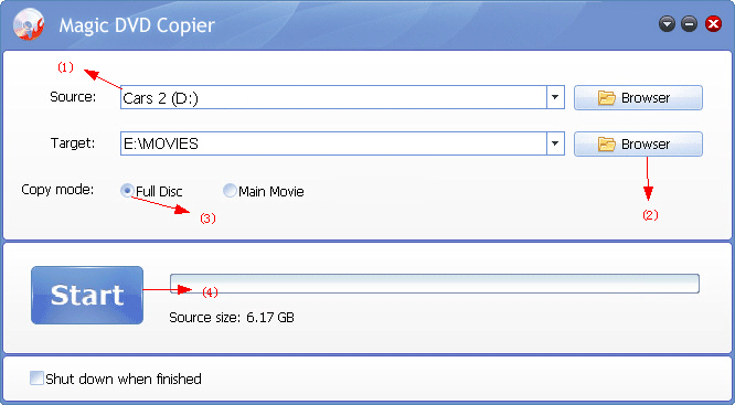 Copy full DVD Cars 2 to hard drive with Magic DVD Copier