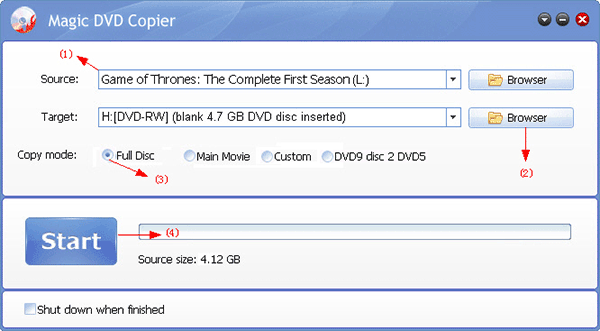 how to copy Game of Thrones The Complete First Season DVD