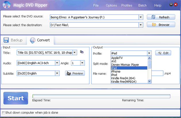 rip Being Elmo: A Puppeteer's Journey DVD onto iPad with Magic DVD Ripper