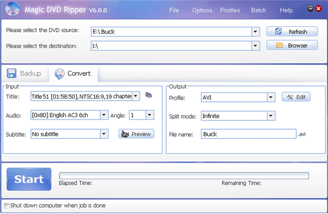 Rip Buck (2011) DVD to AVI video format