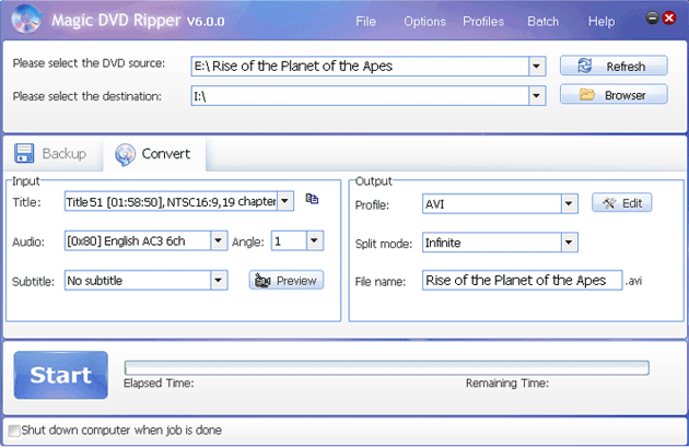 rip DVD Rise of the Planet of the Apes to other video format