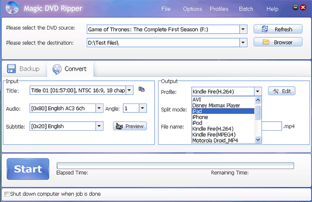 rip Game of Thrones: The Complete First Season DVD onto iPad with Magic DVD Ripper