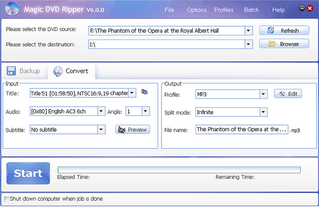 rip The Phantom of the Opera at the Royal Albert Hall DVD to MP3